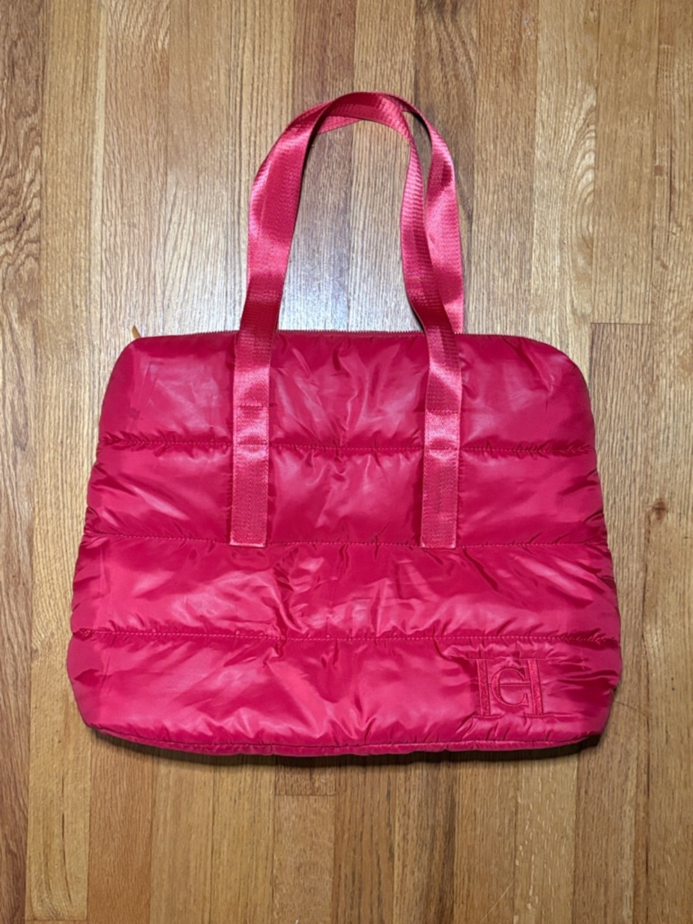 Quilted Pink Tote Bag with Top Handles